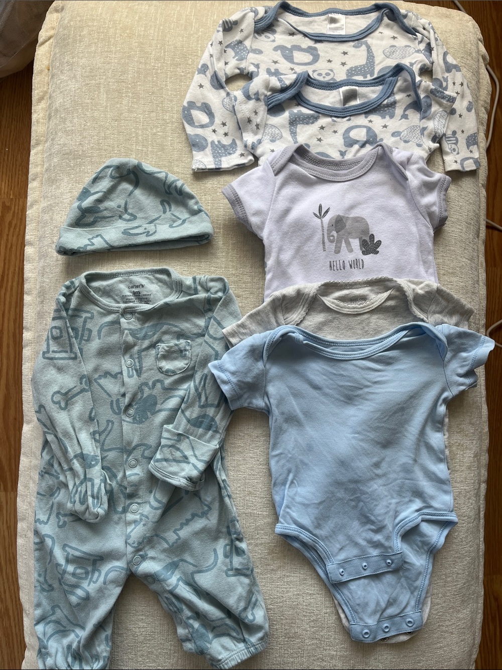 3 = $15 - Carter's Baby Blue & Gray One-Piece Bodysuit and Sleepwear Set